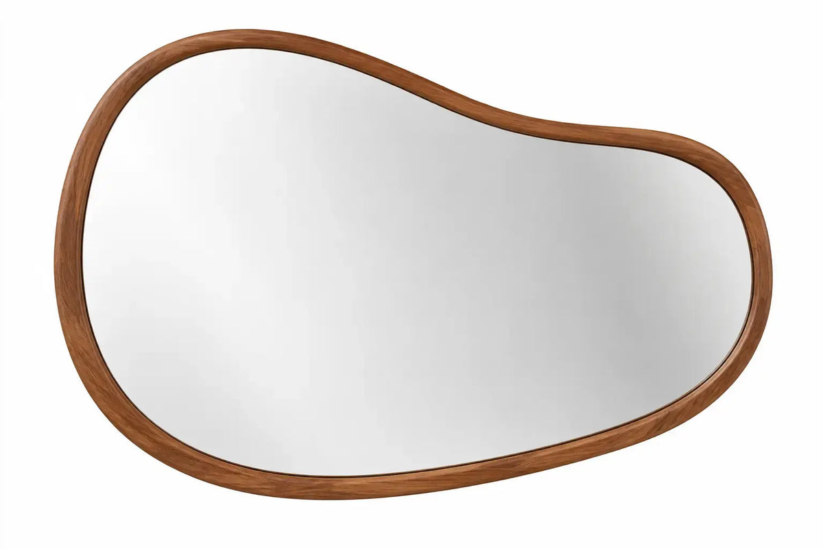 Espelho decorativo de contorno orgânico - Castanho