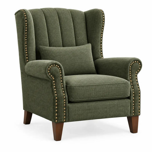 Poltrona com acabamento de tachas - Verde