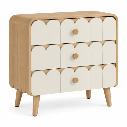 Cómoda com detalhes geométricos - Branco/castanho